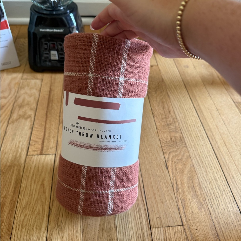 Threshold Plaid Throw Blanket in Rust and Cream